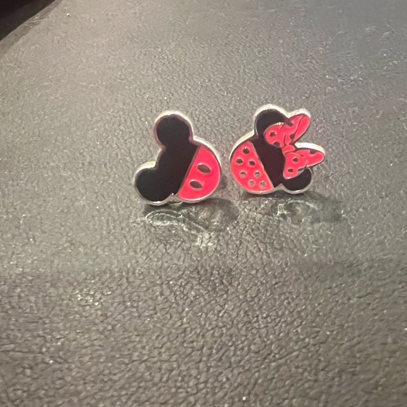 Mickey and Minnie Mouse Earrings Sterling Silver and Enamel Mismatched - Picture 4 of 4